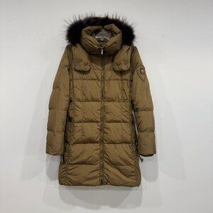 ADD Natural Fur Hooded Quilted down jacket, Size 4